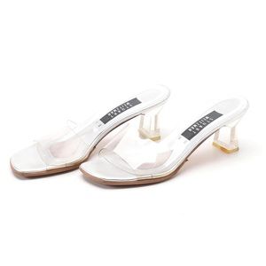 Stuart Weitzman Clear Kitten Heel Sandals